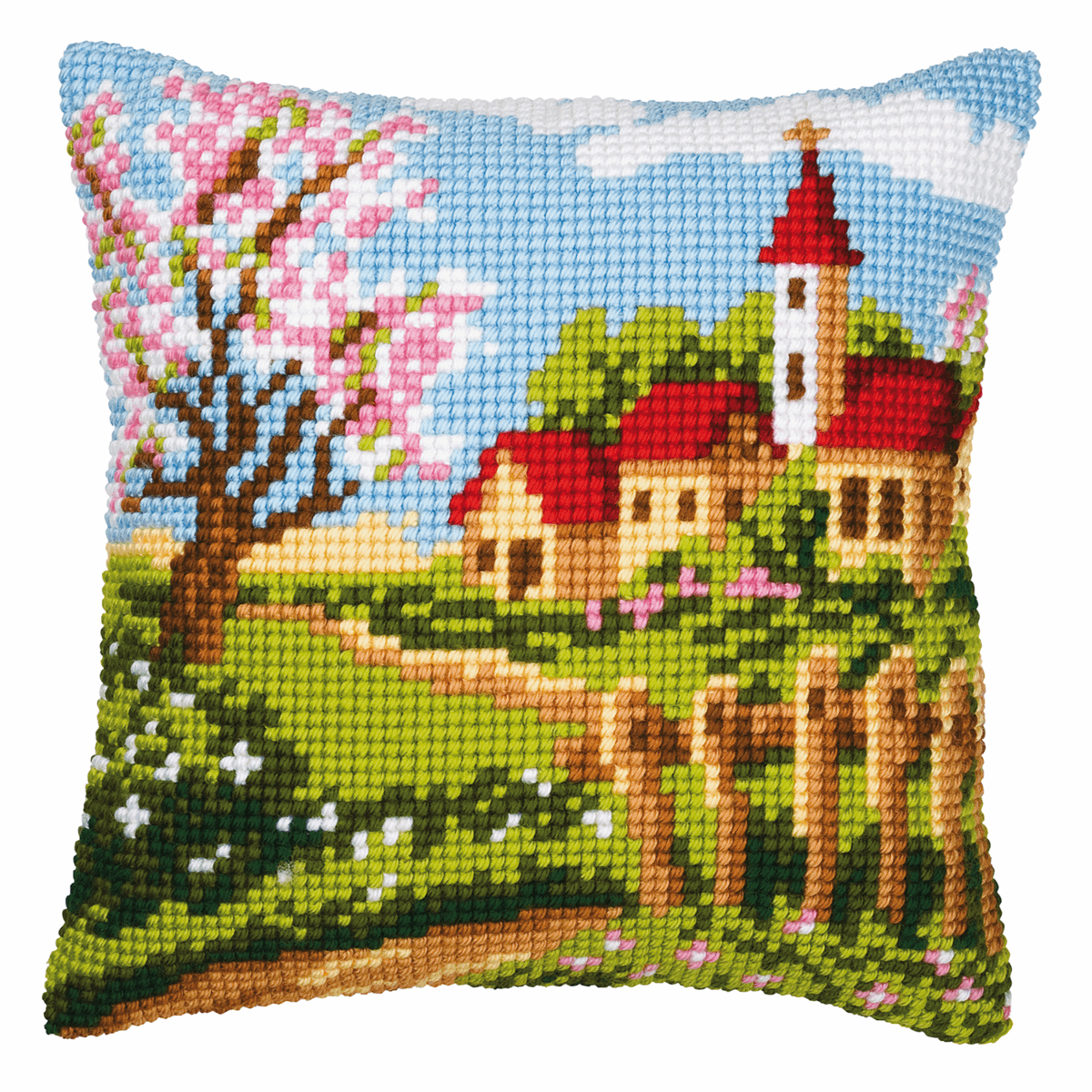 Country Church - Vervaco Cushion Cross Stitch Kit PN-0008732