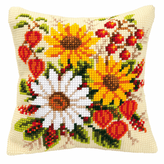 Mixed Flowers - Vervaco Cushion Cross Stitch Kit PN-0008757