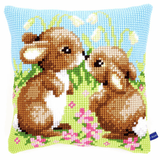 Rabbits - Vervaco Cushion Cross Stitch Kit PN-0021437