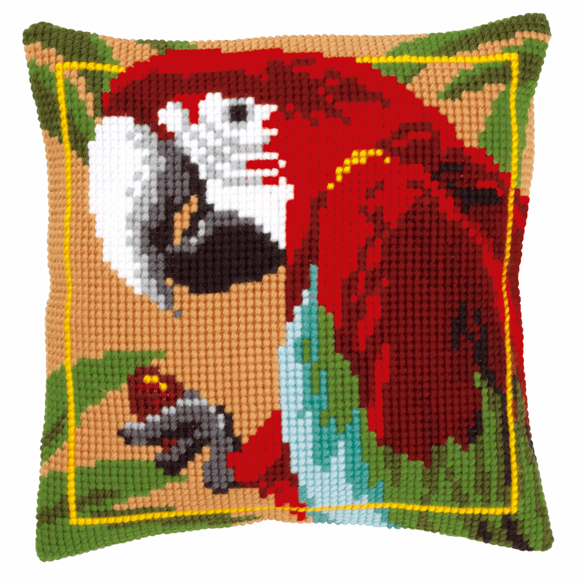 Red Macaw - Vervaco Cushion Cross Stitch Kit PN-0021698