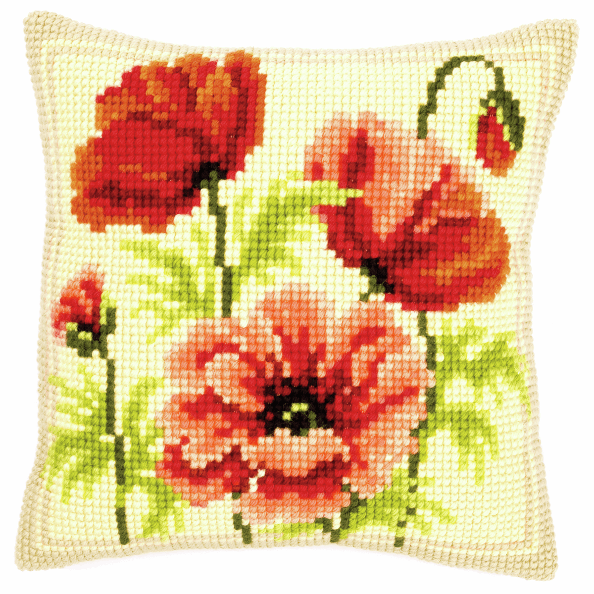 Poppies - Vervaco Cushion Cross Stitch Kit PN-0144874