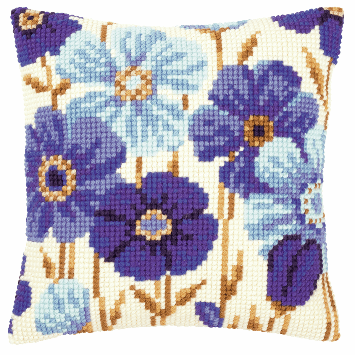 Blue Flowers  - Vervaco Cushion Cross Stitch Kit PN-0145051