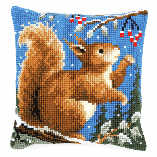 Squirrel in Winter  - Vervaco Cushion Cross Stitch Kit PN-0145052