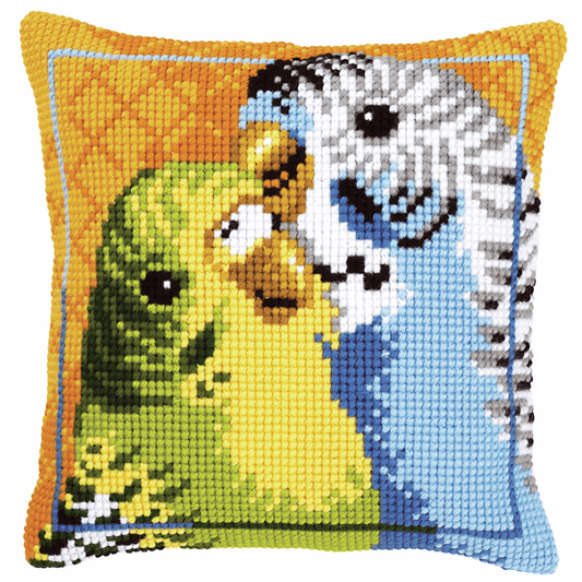 Budgies- Vervaco Cushion Cross Stitch Kit PN-0145314