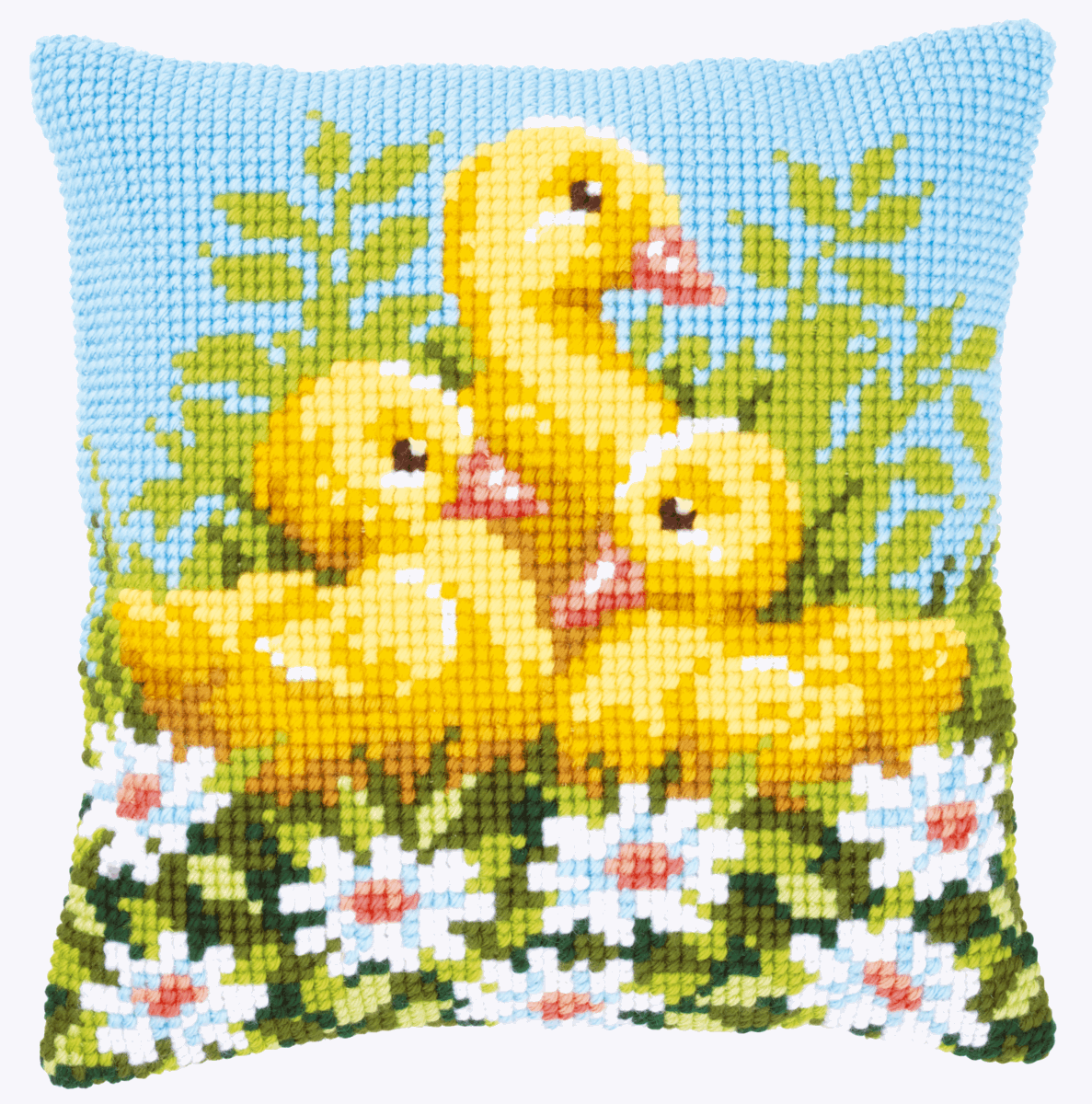 Ducklings With Daisies  - Vervaco Cushion Cross Stitch Kit PN-0146248