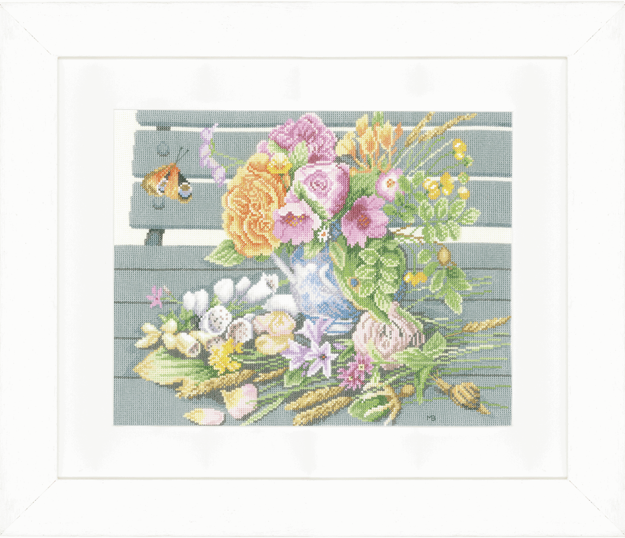 Flowers on Bench (Aida) - Lanarte Cross Stitch Kit PN-0147504