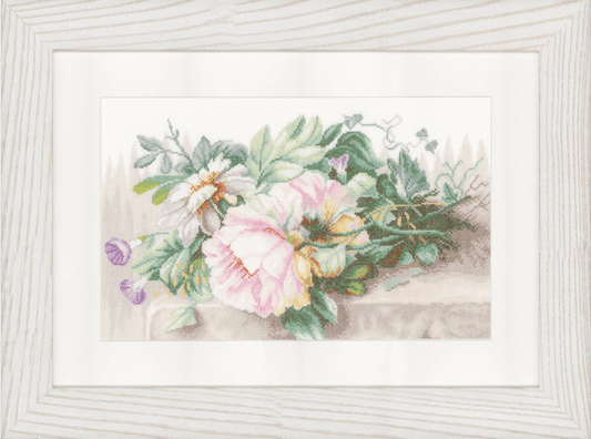 Still Life with Peonies (Linen) - Lanarte Cross Stitch Kit PN-0147588