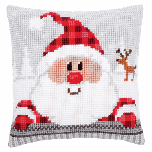 Santa in a Plaid Hat - Vervaco Cushion Cross Stitch Kit PN-0148061