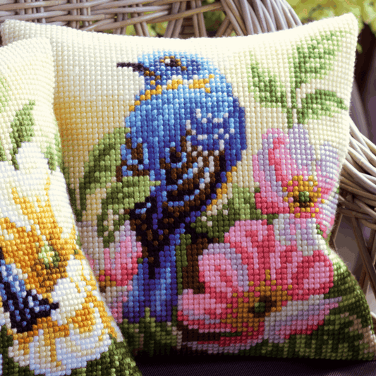 Bird on a Rose Bush - Vervaco Cushion Cross Stitch Kit PN-0148175