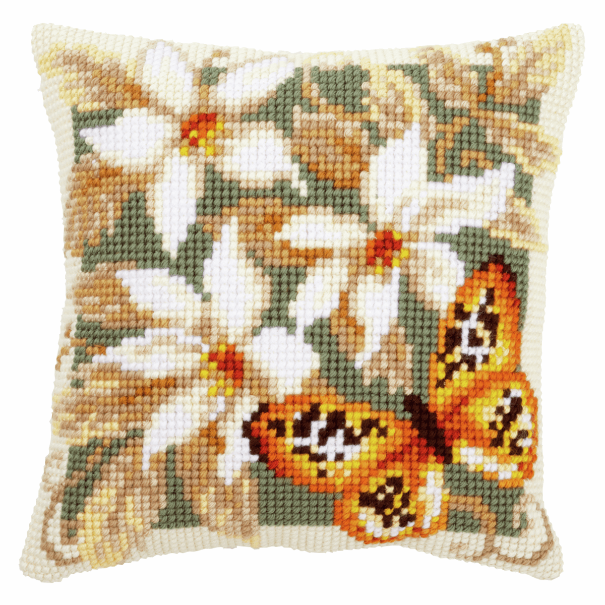 Orange Butterfly  - Vervaco Cushion Cross Stitch Kit PN-0148254