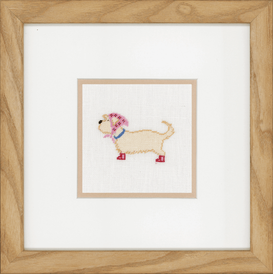 Dog in Scarf (Linen) - Lanarte Cross Stitch Kit PN-0148261