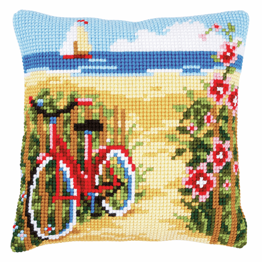 At the Beach - Vervaco Cushion Cross Stitch Kit PN-01484559