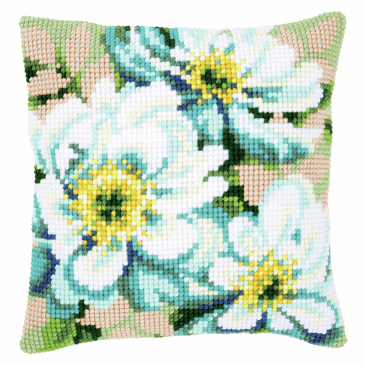 Japanese Anemones- Vervaco Cushion Cross Stitch Kit PN-01484718