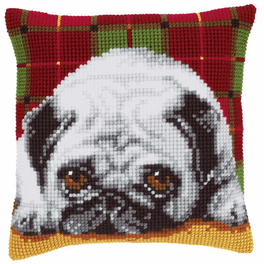 Pug - Vervaco Cushion Cross Stitch Kit PN-01484811  -|