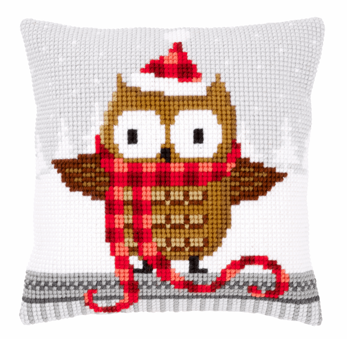 Owl in Santa Hat - Vervaco Cushion Cross Stitch Kit PN-0149312