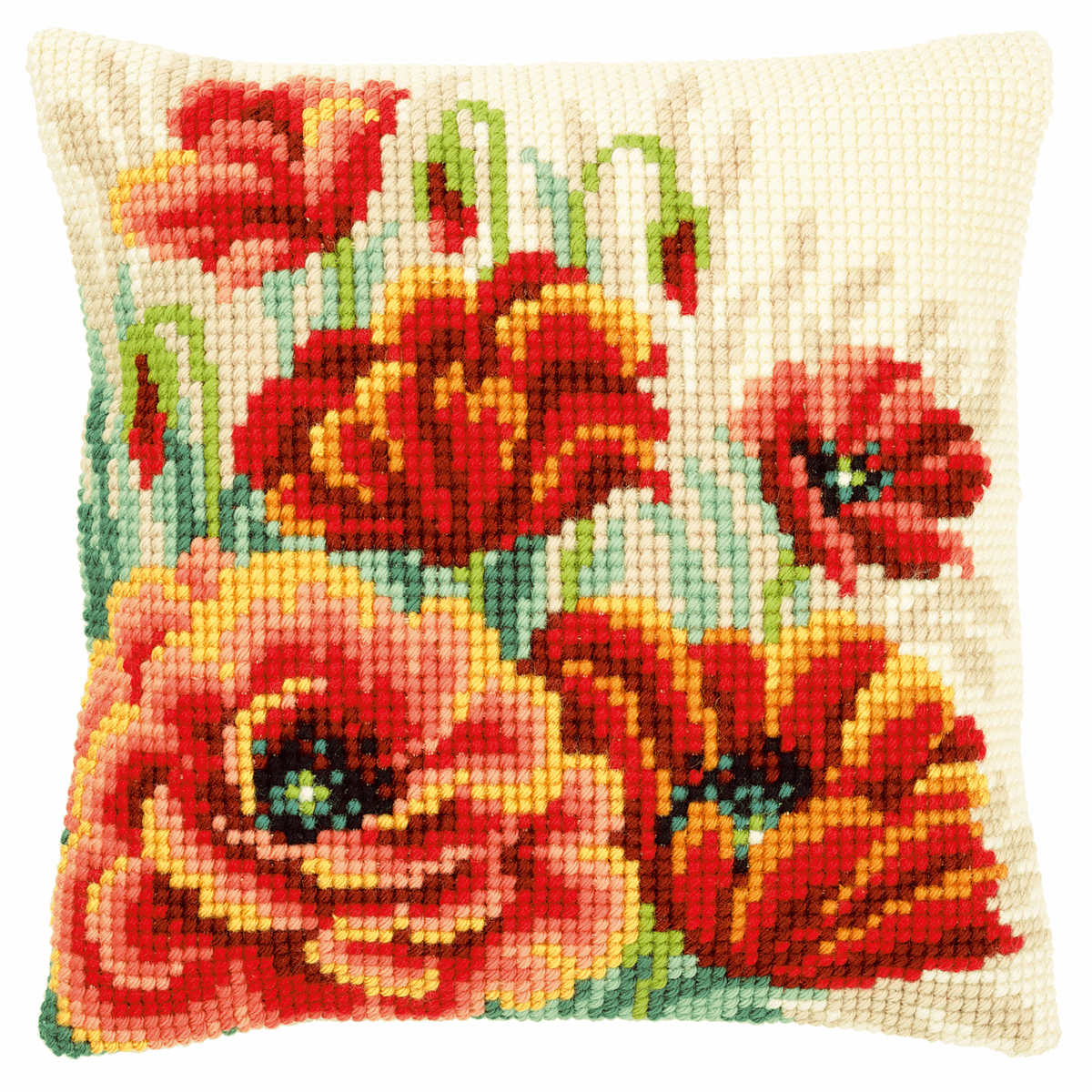 Poppies - Vervaco Cushion Cross Stitch Kit PN-0149724