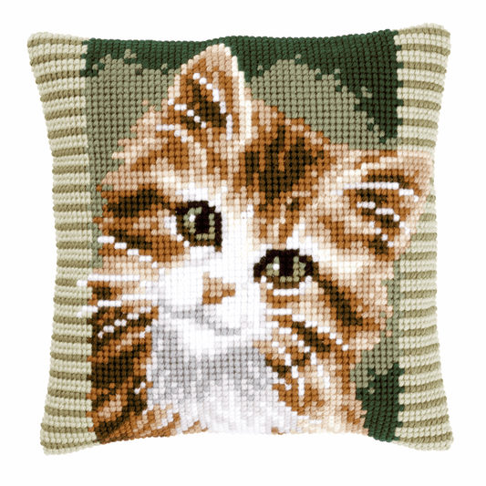 Brown Cat - Vervaco Cushion Cross Stitch Kit PN-0149856