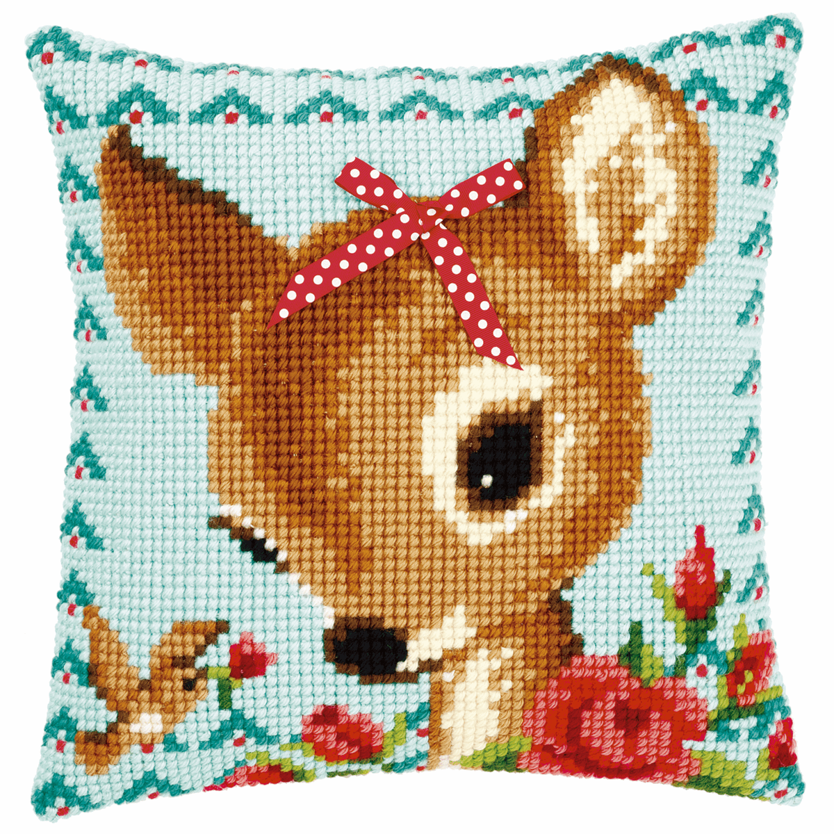 Bambi With Bow - Vervaco Cushion Cross Stitch Kit PN-0149899