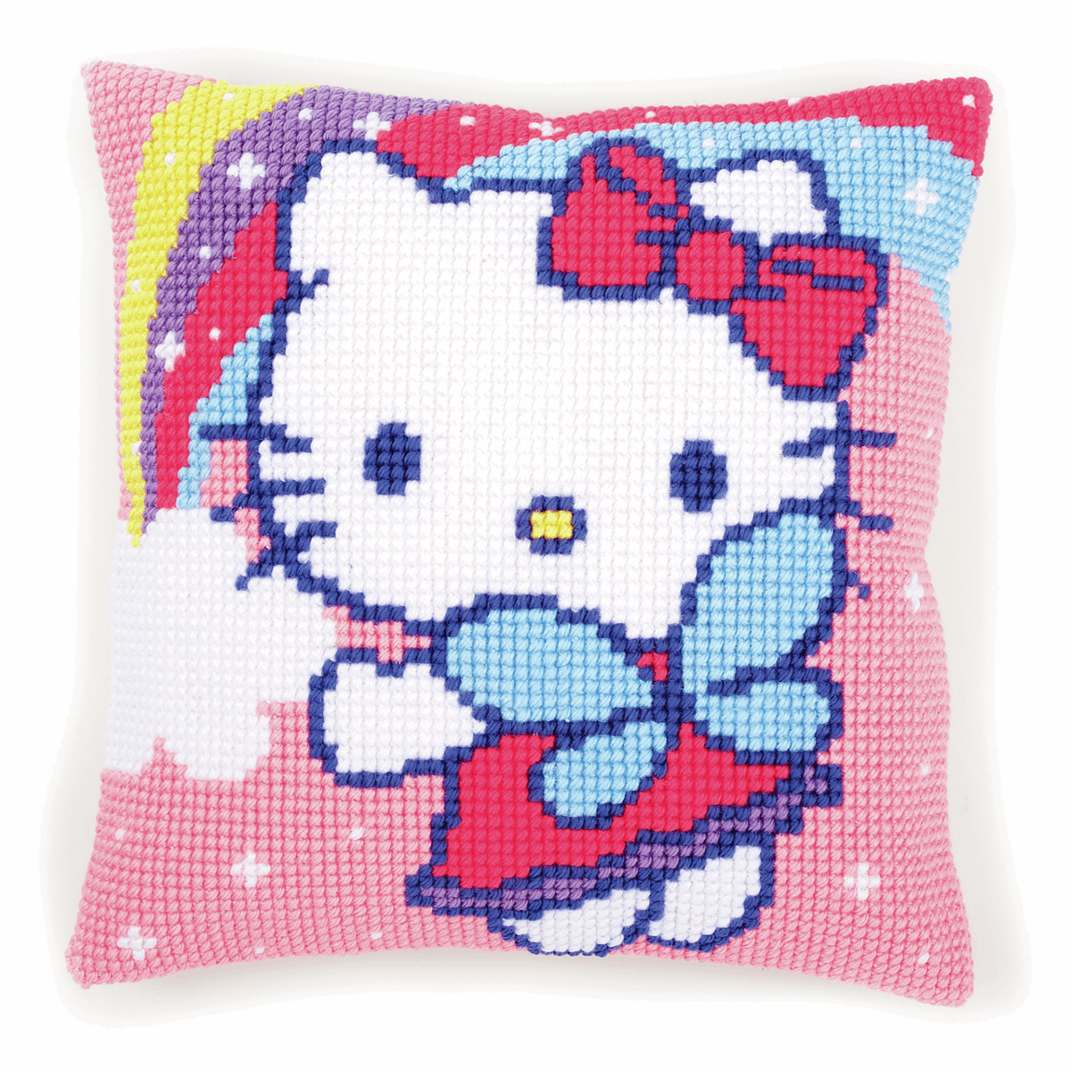 Hello Kitty and Rainbow - Vervaco Cushion Cross Stitch Kit PN-0151118 -|