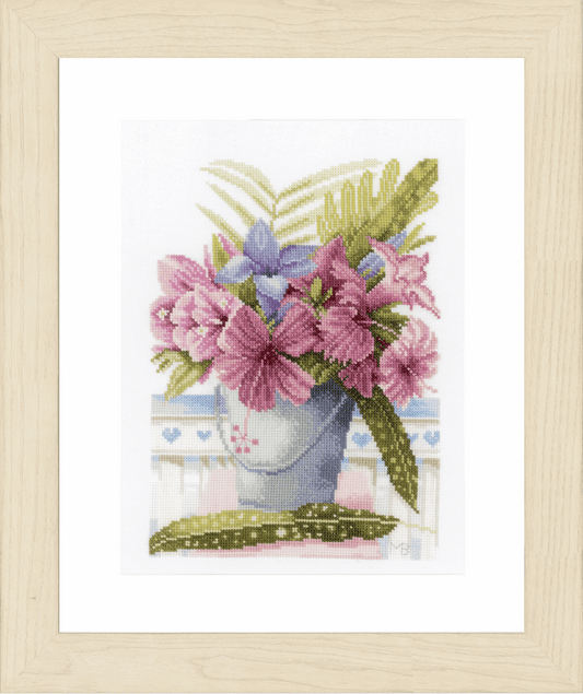 Flowers in Bucket (Evenweave) - Lanarte Cross Stitch Kit PN-0154326