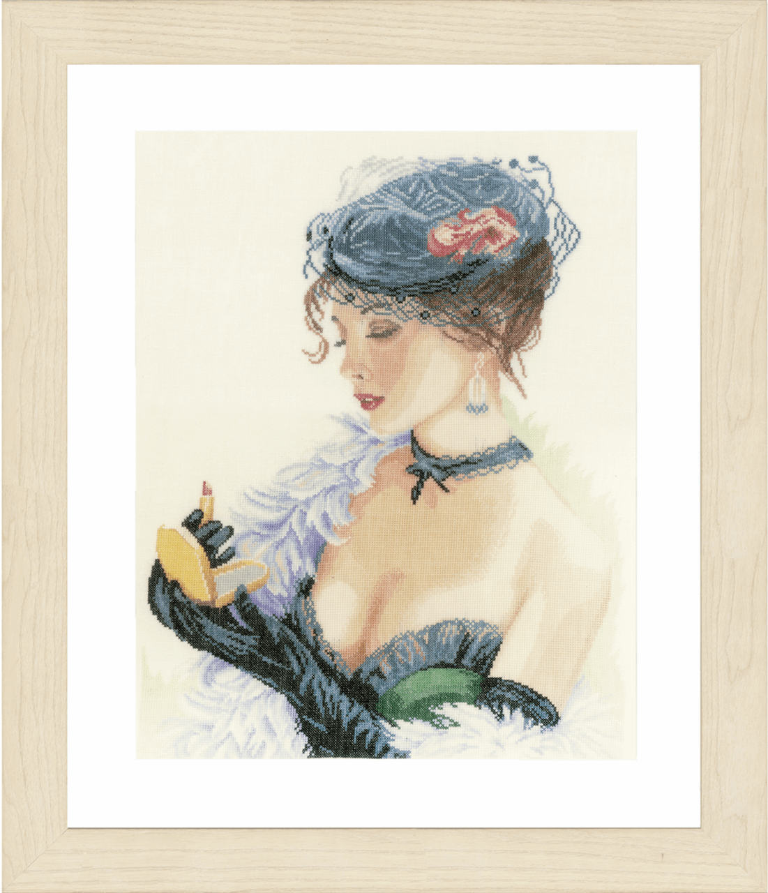 Lady With Lipstick (Linen) - Lanarte Cross Stitch Kit PN-0154332