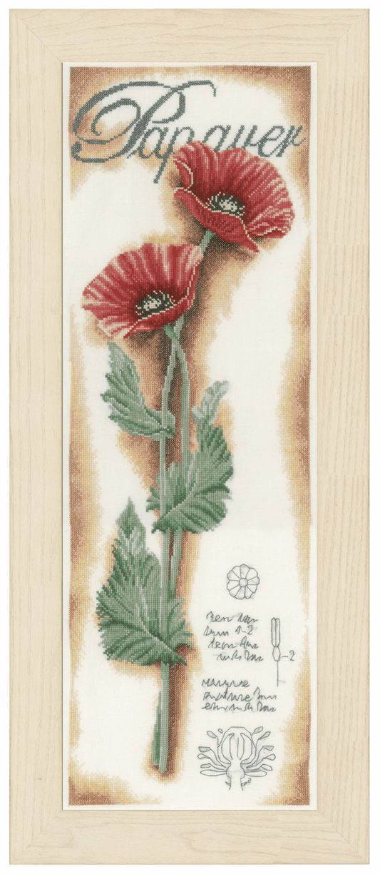 Red Poppies (Linen) - Lanarte Cross Stitch Kit PN-0154333