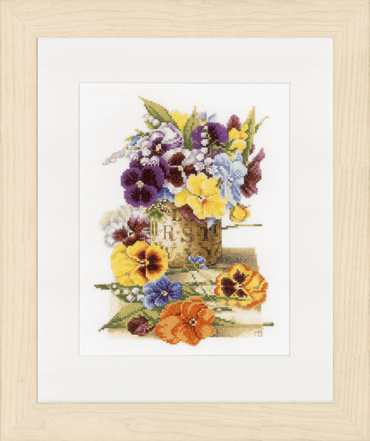 Pot of Pansies (Evenweave) - Lanarte Cross Stitch Kit PN-0154463