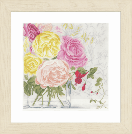 Pastel Flowers (Linen) - Lanarte Cross Stitch Kit PN-0155030