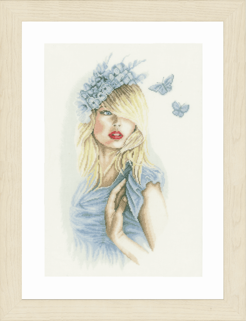 Blue Butterflies (Linen) - Lanarte Cross Stitch Kit PN-0155691