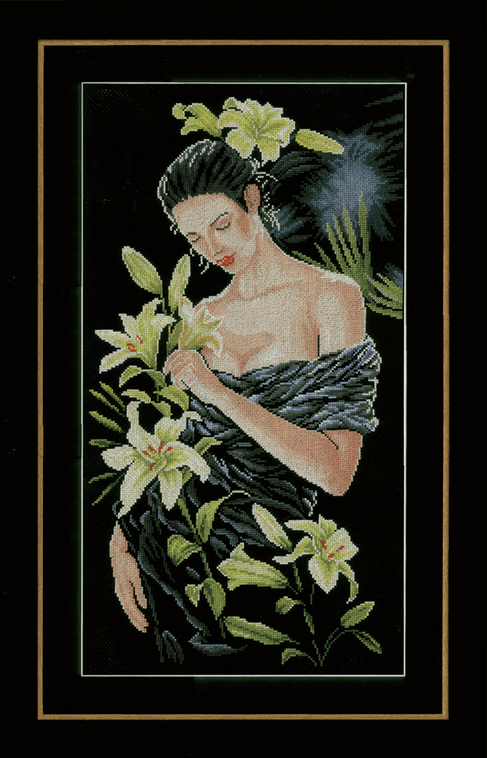 Lady with Lilies (Aida) - Lanarte Cross Stitch Kit PN-0155748