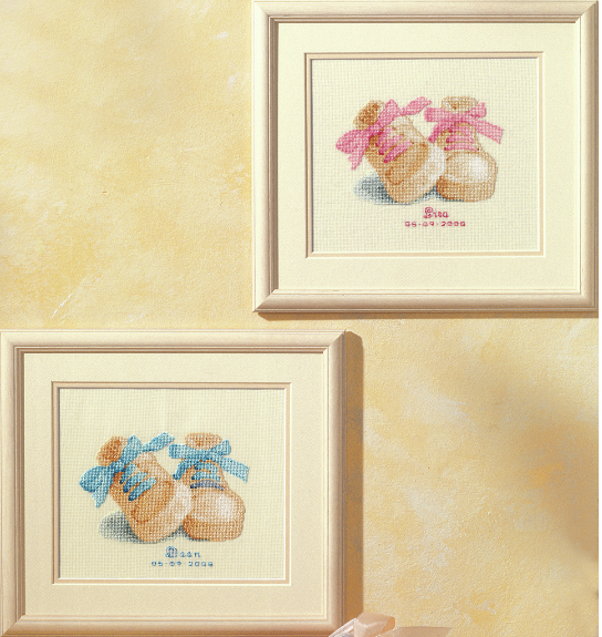 Bootees Birth Record -  Vervaco Counted Cross Stitch Kit PN-0011694