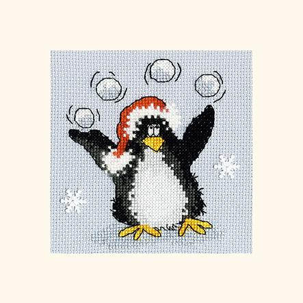 Christmas Card – PPP Playing Snowballs - Bothy Threads Cross Stitch Kit XMAS34