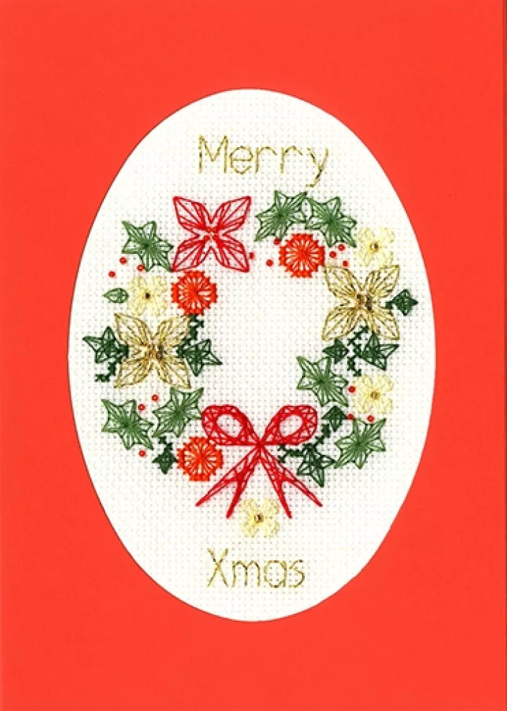 Christmas Card - Christmas Wreath - Bothy Threads Cross Stitch Kit XMAS44