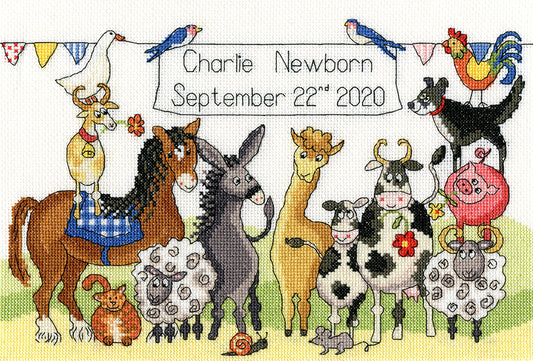 Something To Crow About Birth Sampler  - Bothy Threads Cross Stitch Kit XNB6