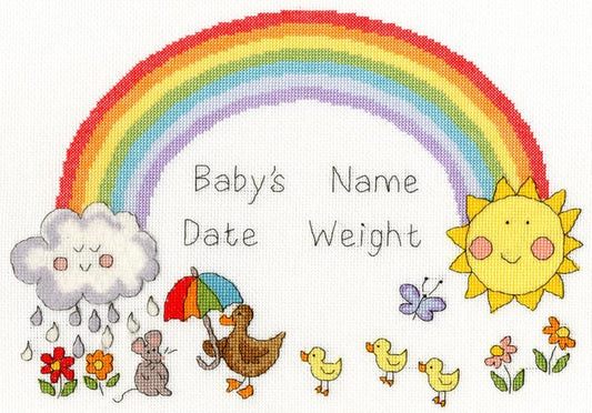 Rainbow Baby -  Birth Sampler  - Bothy Threads Cross Stitch Kit XNB7