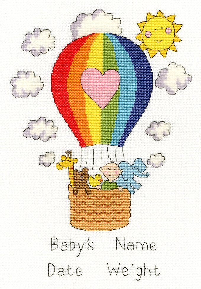 Ballon Baby - Birth Sampler  - Bothy Threads Cross Stitch Kit XNB8