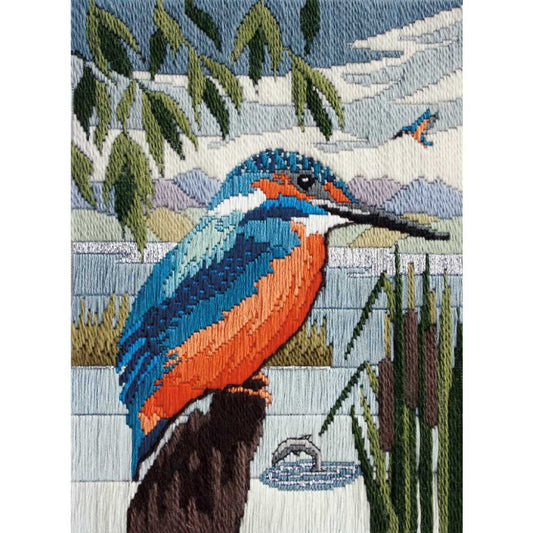 Kingfisher In Silks  - Derwentwater Designs Silken Long Stitch Kit DWSD17