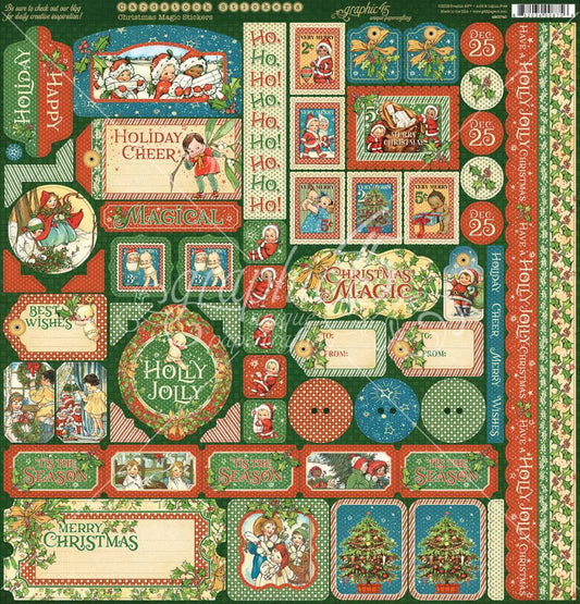Graphic 45 Christmas Magic 12x12 Inch Stickers