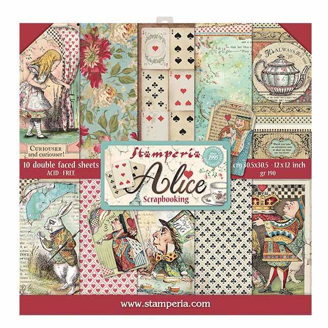 Stamperia Alice 12x12 Inch Paper Pack SBBL52