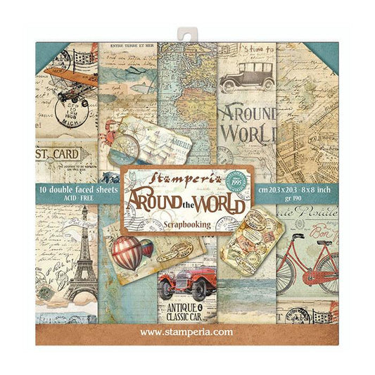 Stamperia Around the World 8x8 Inch Paper Pack (SBBS12) for Scrapbooking