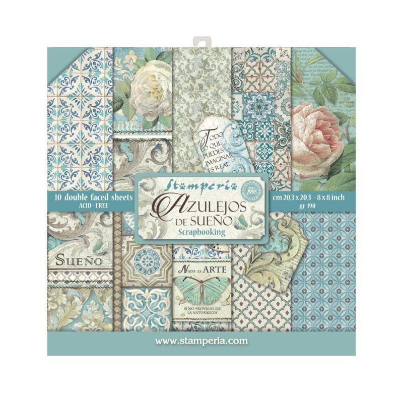 Stamperia Azulejos 8x8 Inch Paper Pack (SBBS04) for Scrapbooking