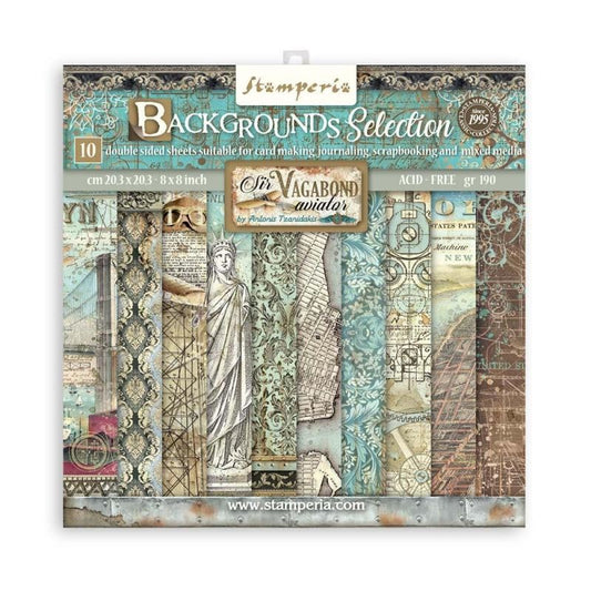 Stamperia Backgrounds Sir Vagabond Aviator 8x8 Inch Paper Pack (SBBS63)