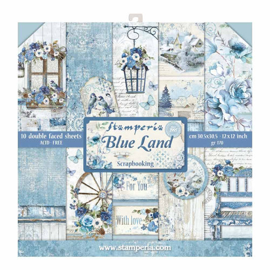 Stamperia Blue Land 12x12 Inch Paper Pack SBBL47 for Scrapbooking