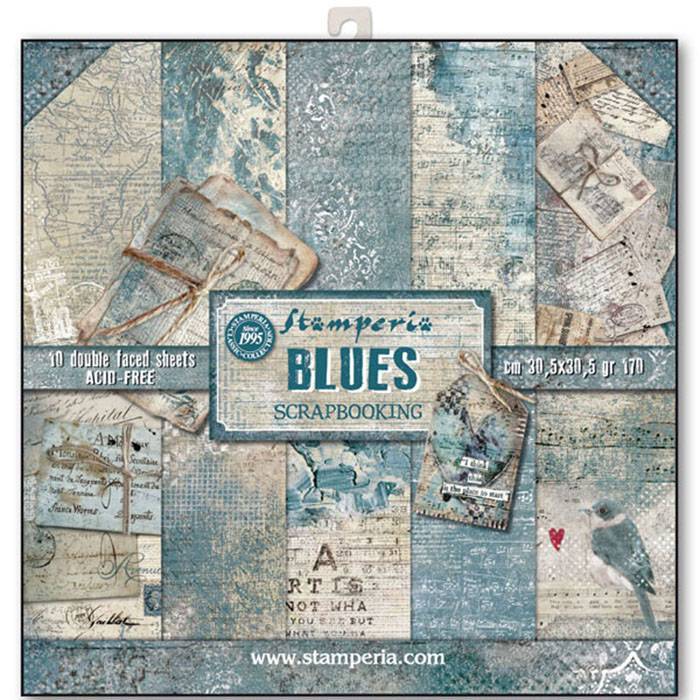 Stamperia Blues 12x12 Inch Paper Pack SBBL26 for Scrapbooking