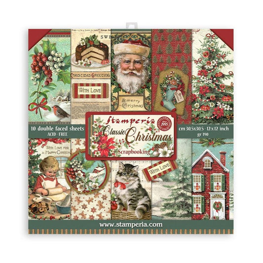 Stamperia Classic Christmas 12x12 Inch Paper Pack (SBBL74)