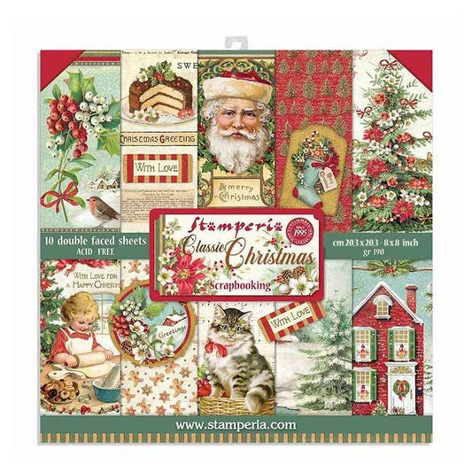 Stamperia Classic Christmas 8x8 Inch Paper Pack (SBBS17) -|