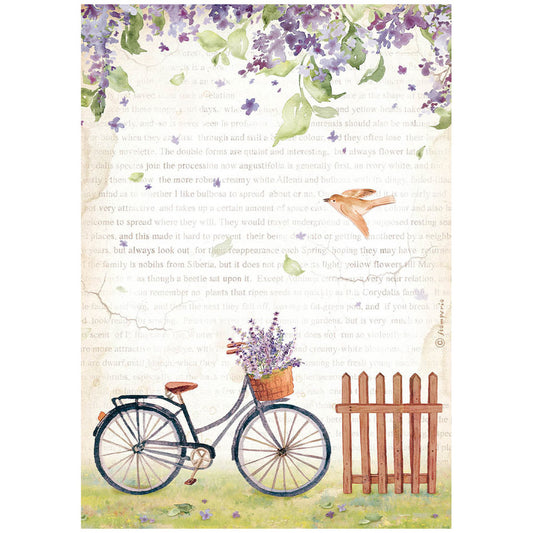 Stamperia Create Happiness Welcome Home A4 Rice Paper Bicycle (DFSA4744)