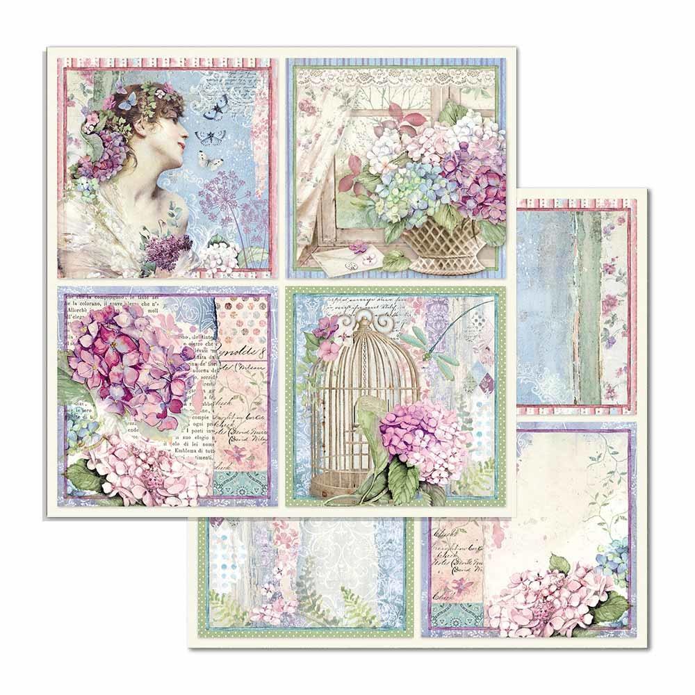 Stamperia Hortensia 4 Cards 12x12 Inch Paper Sheet (SBB697)