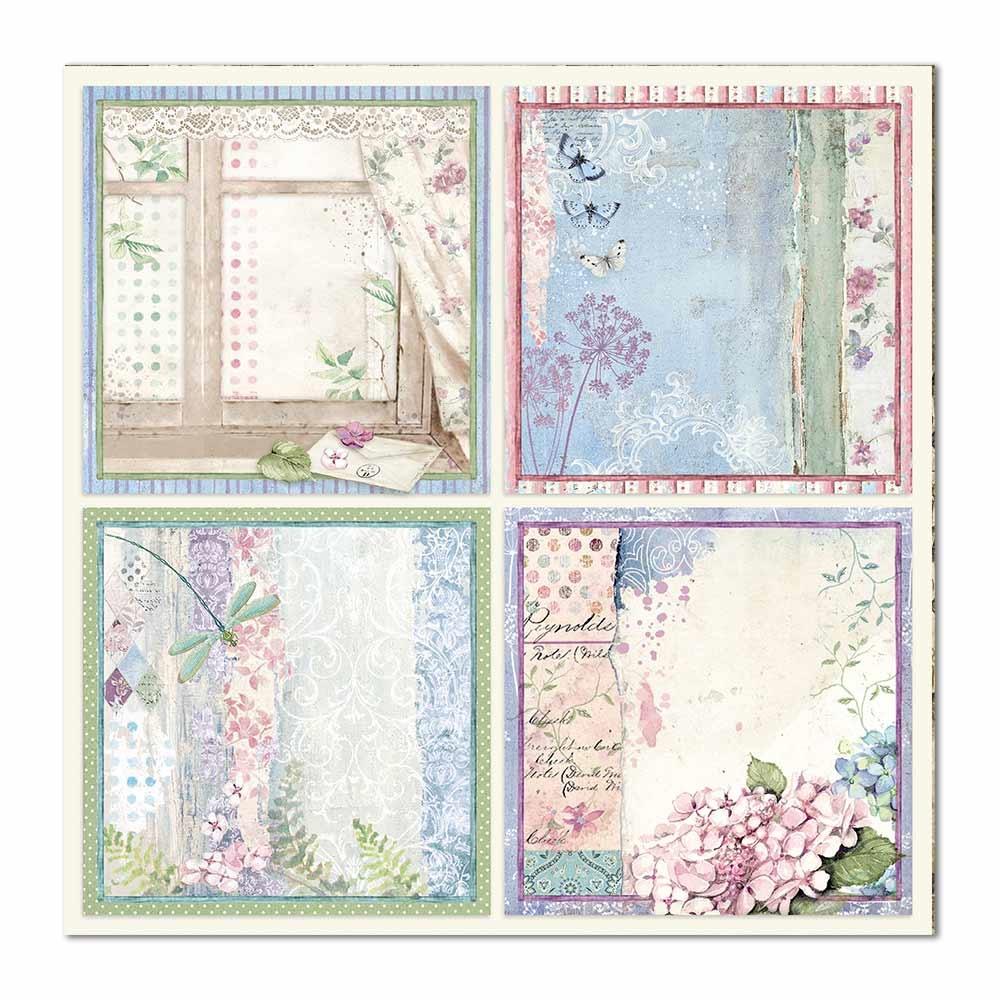 Stamperia Hortensia 4 Cards 12x12 Inch Paper Sheet (SBB697)