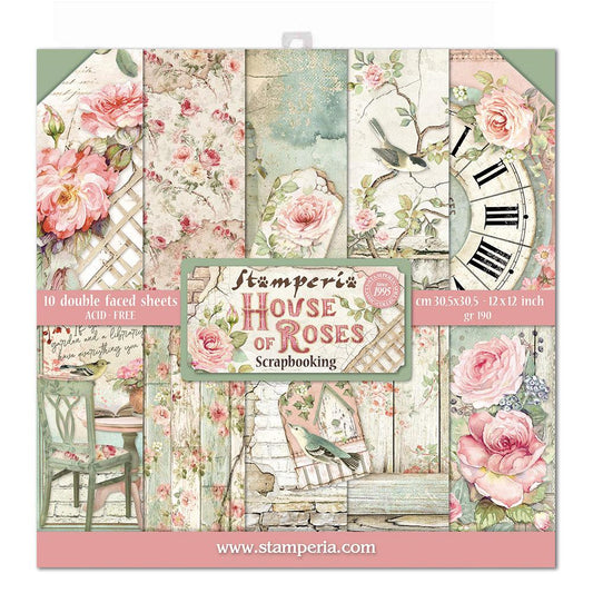 Stamperia House of Roses 12x12 Inch Paper Pack (SBBL66) for Scrapbooking